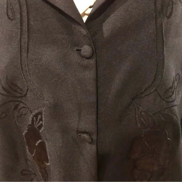 Vintage Floral Embroidered Gothic Full Length Oversized Duster / Trench Coat - Picture 10 of 16